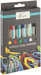 Acrylmarker Nassau Dual tip set à 6 kleuren