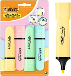 Markeerstift Bic blister à 4 pastelkleuren