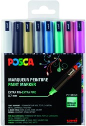 Verfstift Posca PC1MR EF metallic 8st assorti