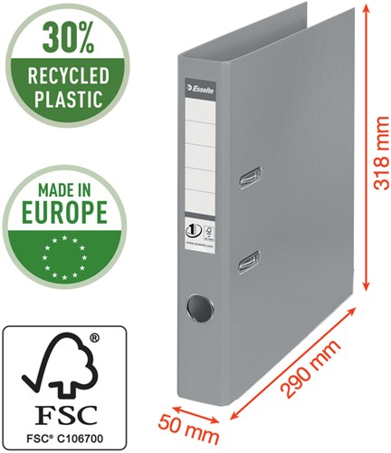 Ordner Esselte No.1 Power VIVIDA 50mm 30% gerecycled PP folie rood-3