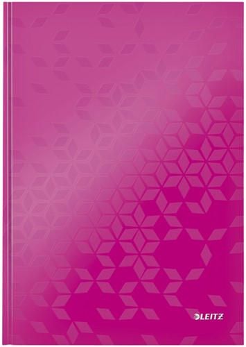 Notitieboek Leitz WOW A4 160blz 90gr lijn roze