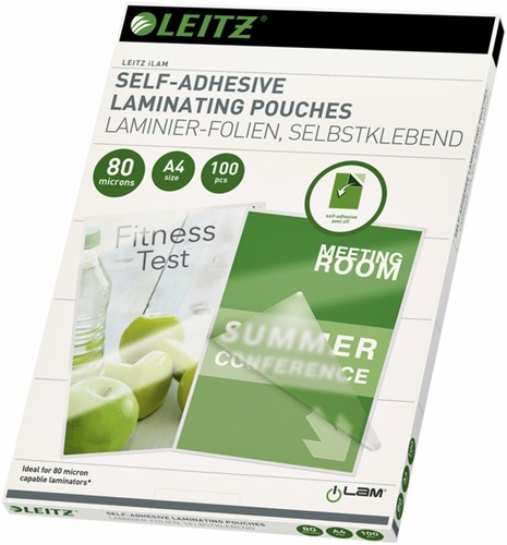 Lamineerhoes Leitz iLAM A4 zelfklevend 2x80micron EVA 100stuks
