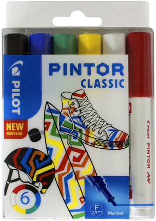Verfstift Pilot Pintor classic 1.0mm ass etui à 6 stuks assorti
