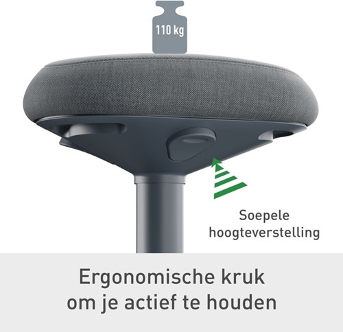 Actieve zit-stakruk Leitz Ergo met gasveer 57-82cm zwart-2
