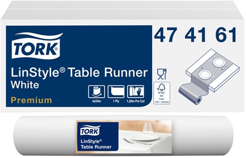 Tafelloper Tork LinStyle® duurzaam 1laags 120x40cm wit 474161