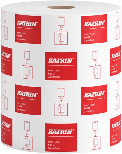 Handdoekrol Katrin centerfeed 1-laags wit medium 300mx205mm