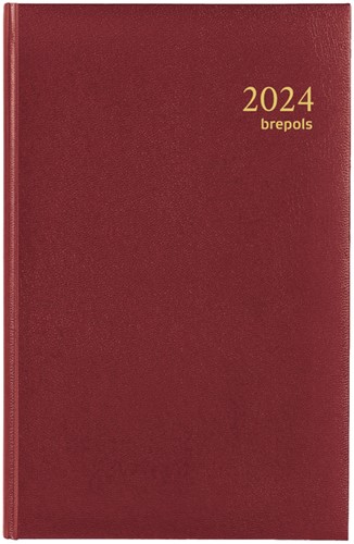 Agenda 2024 Brepols Saturnus Luxe 1dag/1pagina bordeaux