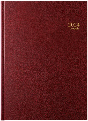 Agenda 2024 Brepols Bremax Santex A4 1dag/2pagina's 8 kolommen bordeaux
