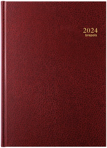 Agenda 2024 Brepols Bremax Santex A4 1dag/1pagina 4 kolommen bordeaux