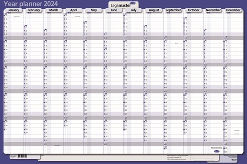 Persoonlijke planner 2024 Legamaster 90x60cm horizontaal gelamineerd Engelstalig
