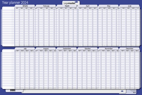 Projectplanner 2024 Legamaster 90x60cm horizontaal gelamineerd Engelstalig