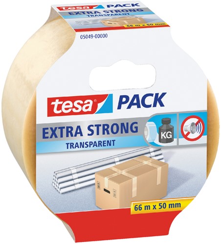 Verpakkingstape Tesa 50mmx66m transparant extra sterk PVC
