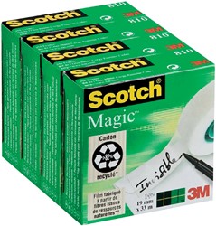 Plakband Scotch Magic 810 4 rollen,19 mm x 33 m onzichtbaar transparant