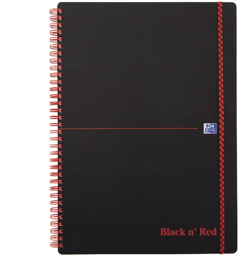 Notitieboek Oxford Black n' Red A4 PP 70vel lijn zwart