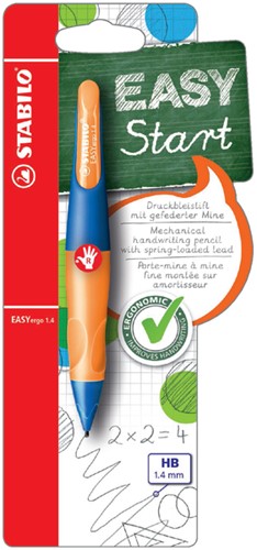 Vulpotlood STABILO Easyergo 1.4mm HB rechtshandig blauw/neon oranje blister à 1 stuk