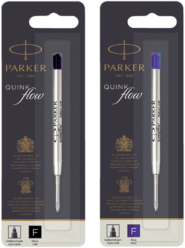 Balpenvulling Parker Quinkflow blauw fijn op blister-3