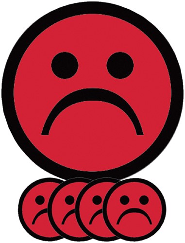 Magneet smiley 75mm emotie bedroefd rood