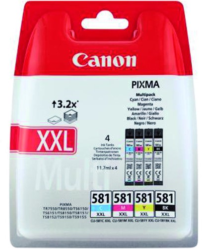 Inktcartridge Canon CLI-581XXL zwart + 3 kleuren