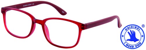 Leesbril +3.00 regenboog donkerrood