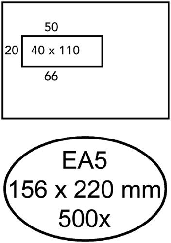 Envelop Hermes EA5 156x220mm venster 4x11links zelfklevend 500 stuks