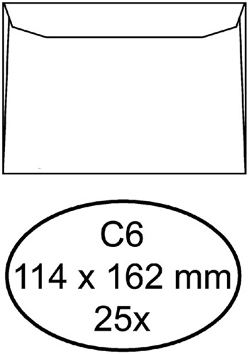 Envelop Quantore bank C6 114x162mm wit 25 stuks