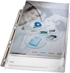 Harmonica showtas Leitz Premium 0.17mm metalen perforatiestrip copy safe PVC A4 glashelder